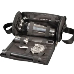 Bartasche schwarz - mit Cocktailset
