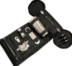 Bartasche schwarz - mit Cocktailset