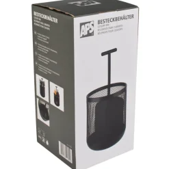 Besteckbehälter mit Griff, 3 Fächer, schwarz - 25x12cm