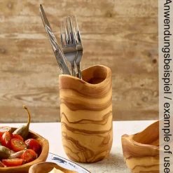 Besteckhalter aus Olivenholz - 8x13cm