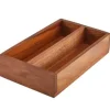 Besteckkasten mit 2 Fächern, Akazienholz - 27,5x16,5x6cm