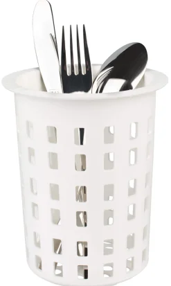 Besteck-Spülkorb rund, Kunststoff weiß - 11x13,5cm