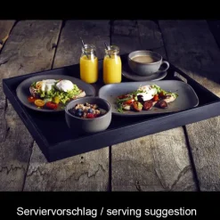 Butler-Tablett, Akazienholz schwarz - 49x38,5x4,5cm