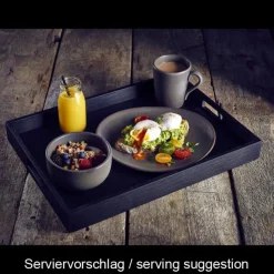 Butler-Tablett, Akazienholz schwarz - 44x32x4,5cm