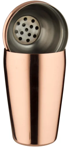 Cocktail Shaker, Edelstahl kupferfarben, poliert, dreiteilig - 500ml