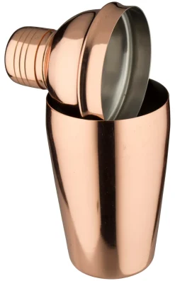 Cocktail Shaker, Edelstahl kupferfarben, poliert, dreiteilig - 500ml