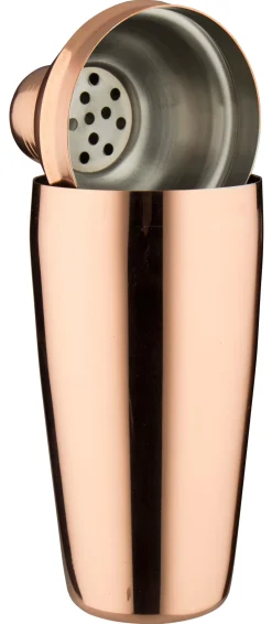 Cocktail Shaker, Edelstahl kupferfarben, poliert, dreiteilig - 700ml
