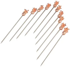 Cocktailspieße Ananas, Metall kupferfarben - 11,6cm (10 Stk.)