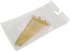 Cocktailspieße Kugel, Metall goldfarben - 10,8cm (10 Stk.)