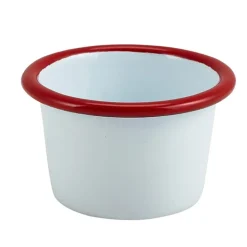 Dipschale Emaille 90ml - weiß mit rotem Rand (12 Stk.)