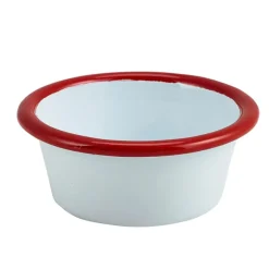 Dipschale Emaille 90ml flach - weiß mit rotem Rand (12 Stk.)