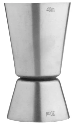 Doppelmessbecher, gebürstet - Edelstahl (20/40ml)