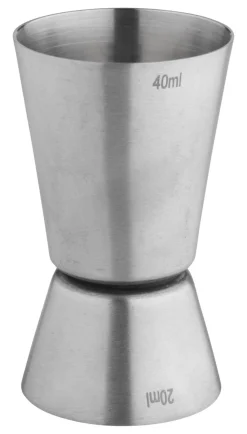 Doppelmessbecher, gebürstet - Edelstahl (20/40ml)
