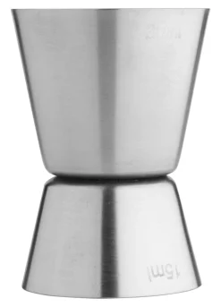 Doppelmessbecher, gebürstet - Edelstahl (15ml/30ml)