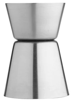 Doppelmessbecher, gebürstet - Edelstahl (15ml/30ml)