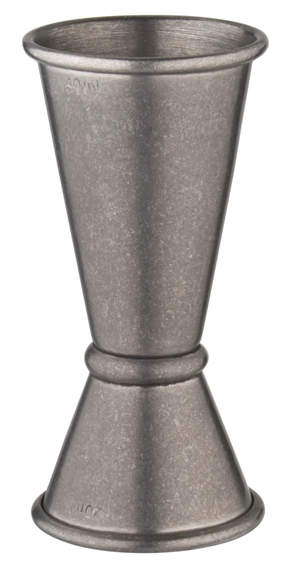 Doppelmessbecher, vintage - Edelstahl (20/40ml)