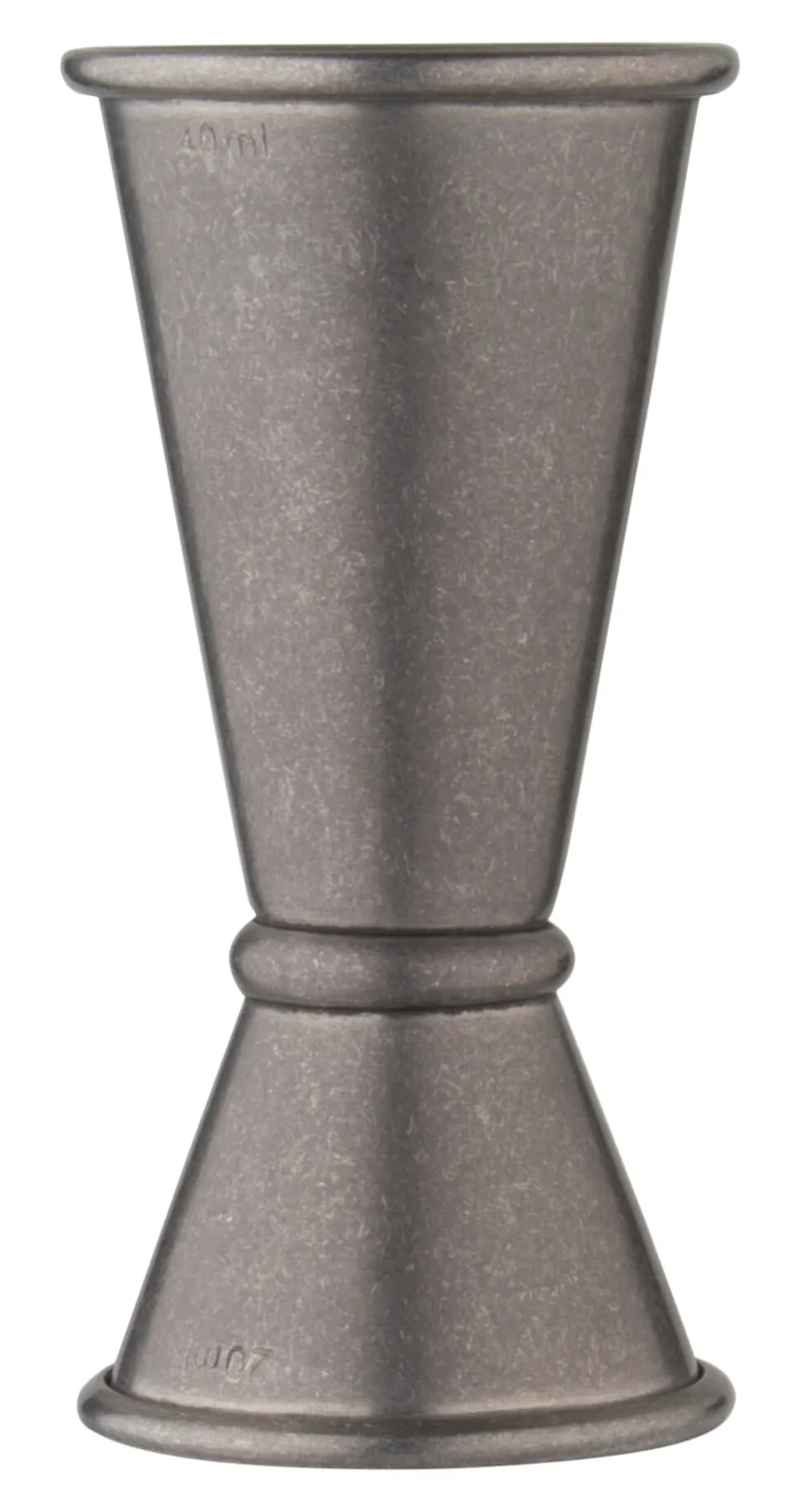 Doppelmessbecher, vintage - Edelstahl (20/40ml)