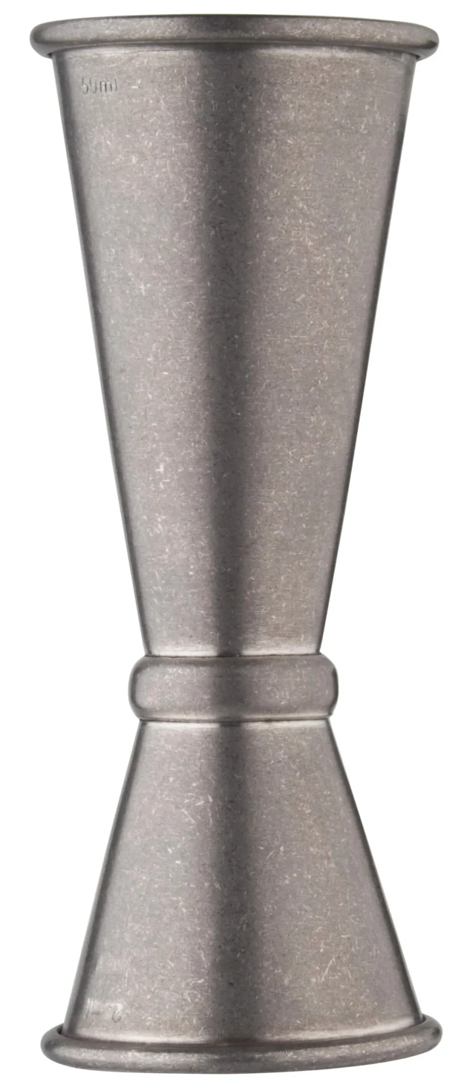 Doppelmessbecher, vintage - Edelstahl (25/50ml)