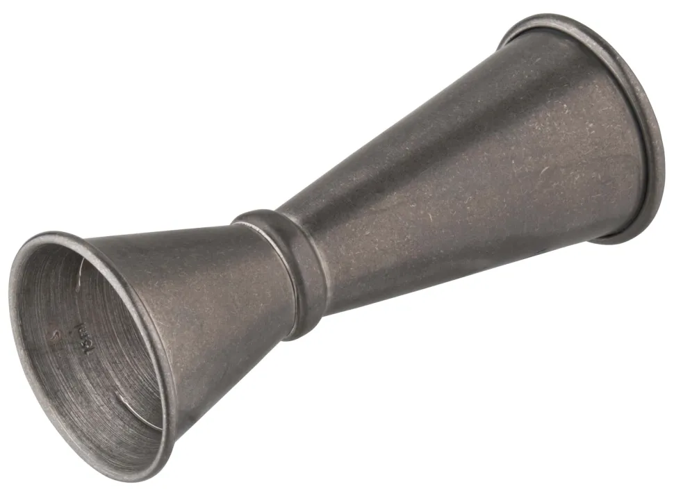 Doppelmessbecher, vintage - Edelstahl (25/50ml)