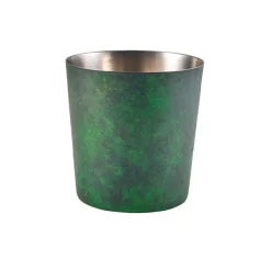 Edelstahlbecher / Snackbecher grüne Patina - 8,5x8,5cm/420ml (12 Stk.)