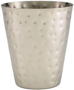 Edelstahlbecher konisch, gehämmert poliert - 410ml