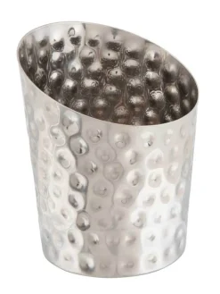 Edelstahlbecher, Schrägschnitt - gehämmert (11,6cm)