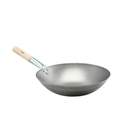 Eisen-Wok, flacher Boden - 35,6 cm