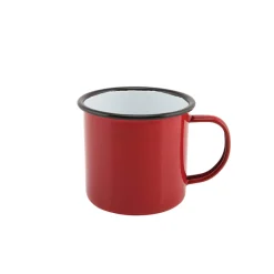 Emaille-Becher mit Henkel, rot - 360ml