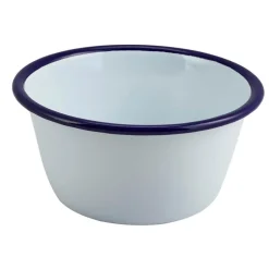 Emaille-Schale, weiß mit blauem Rand - 500ml (12 Stk.)