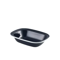 Emaille-Schüssel rechteckig, schwarz mit weißem Rand - 20 x 15 x 4,5 cm (12 Stk.)