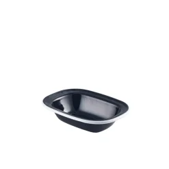 Emaille-Schüssel rechteckig, schwarz mit weißem Rand - 16 x 12 x 3,5 cm (12 Stk.)