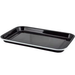 Emaille-Serviertablett, schwarz mit weißem Rand - 33,5x23,5x2,2cm