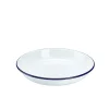 Emaille-Teller tief / Pastateller, weiß mit blauem Rand - 24cm