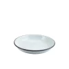 Emaille-Teller tief / Pastateller, weiß mit grauem Rand - 20cm