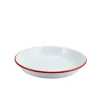 Emaille-Teller tief / Pastateller, weiß mit rotem Rand - 24cm