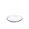 Emaille-Teller tief / Pastateller, weiß mit blauem Rand - 18cm