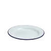 Emaille-Teller, weiß mit blauem Rand - 24cm