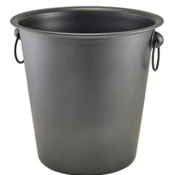 Flaschenkühler / Weinkühler, metallic-schwarz, mit Ringgriffen - 21,5x20,5cm