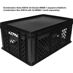 Gläsertransportkiste schwarz Gitter - 224mm