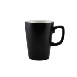 Henkelbecher Porzellan matt schwarz – 340 ml (6 Stk.)