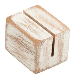 Kartenhalter Holz mini, white wash - 3x2,5x2,5cm