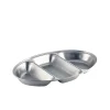 Menüteller oval, Edelstahl, 35x21cm - 3 Fächer