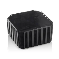 Metallkorb mit Baumwolleinsatz, schwarz - 19x19x10,5cm