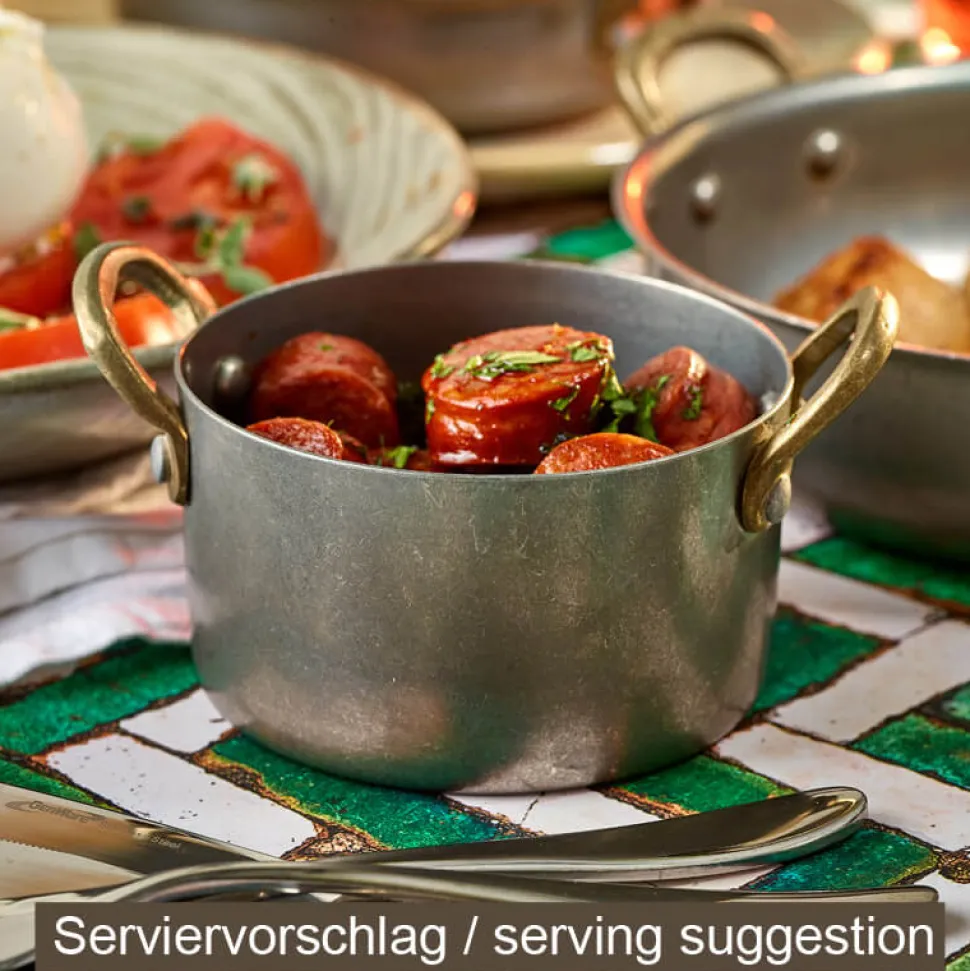 Mini-Topf, Edelstahl vintage - 9 x 5,25 cm (6 Stk.)