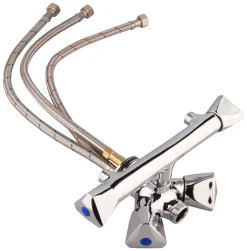 Mischbatterie warm/kalt 2 Becken - Niederdruck