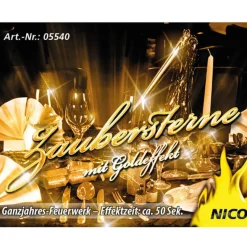 Nico Zaubersterne/Tischfontäne, ca. 50 Sekunden - Goldeffekt (4 Stk.)