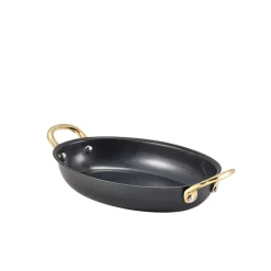 Ovale Schale mit Henkeln, Edelstahl vintage schwarz - 18,5 x 13,5 cm (6 Stk.)