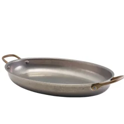 Ovale Schale mit Henkeln, Edelstahl vintage - 34 x 23 cm (3 Stk.)