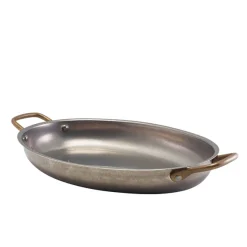 Ovale Schale mit Henkeln, Edelstahl vintage - 30 x 21 cm (3 Stk.)