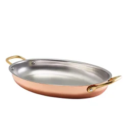 Ovale Schale mit Henkeln, Edelstahl kupferfarben - 30x21cm (3 Stk.)